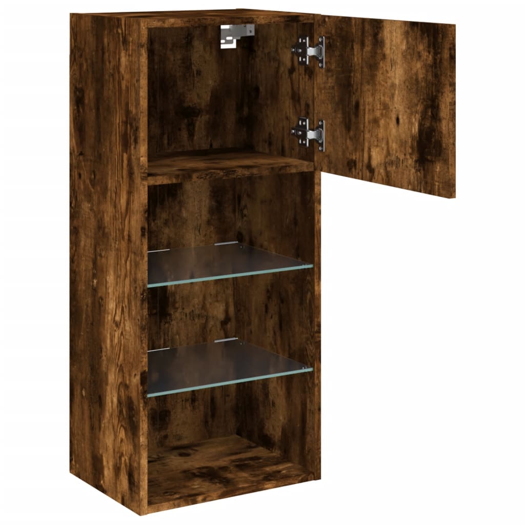 TV Cabinet with LED Lights Smoked Oak 40.5 x 30 x 90 cm