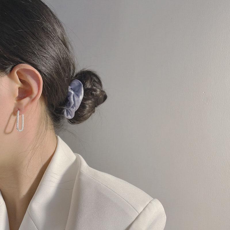 ANENJERY U-образные серьги для женщин, простые французские серьги-кольца из витой веревки, букле д'орей, серебристого цвета