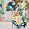 Women Plus Size Abstract Leaf Printed Long Sleeve Drawstring Hoodie Kangaroo Pocket Pullover