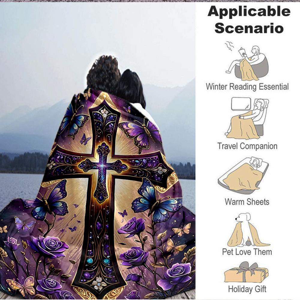 1pc Cross Ornament Blanket - Perfect Gift for Birthdays, Christmas & Halloween- Soft, Warm & Versatile yy250909082
