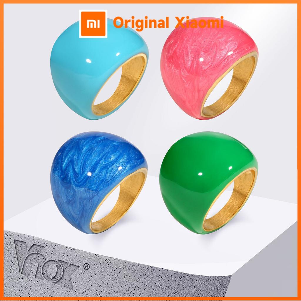 Xiaomi Vnox Преувеличенные Цветные Эмалированные Широкие Кольца Для Женщин Мужчин Нержавеющая Сталь Массивные Креативные Пальцевые Эстетичные Украшения