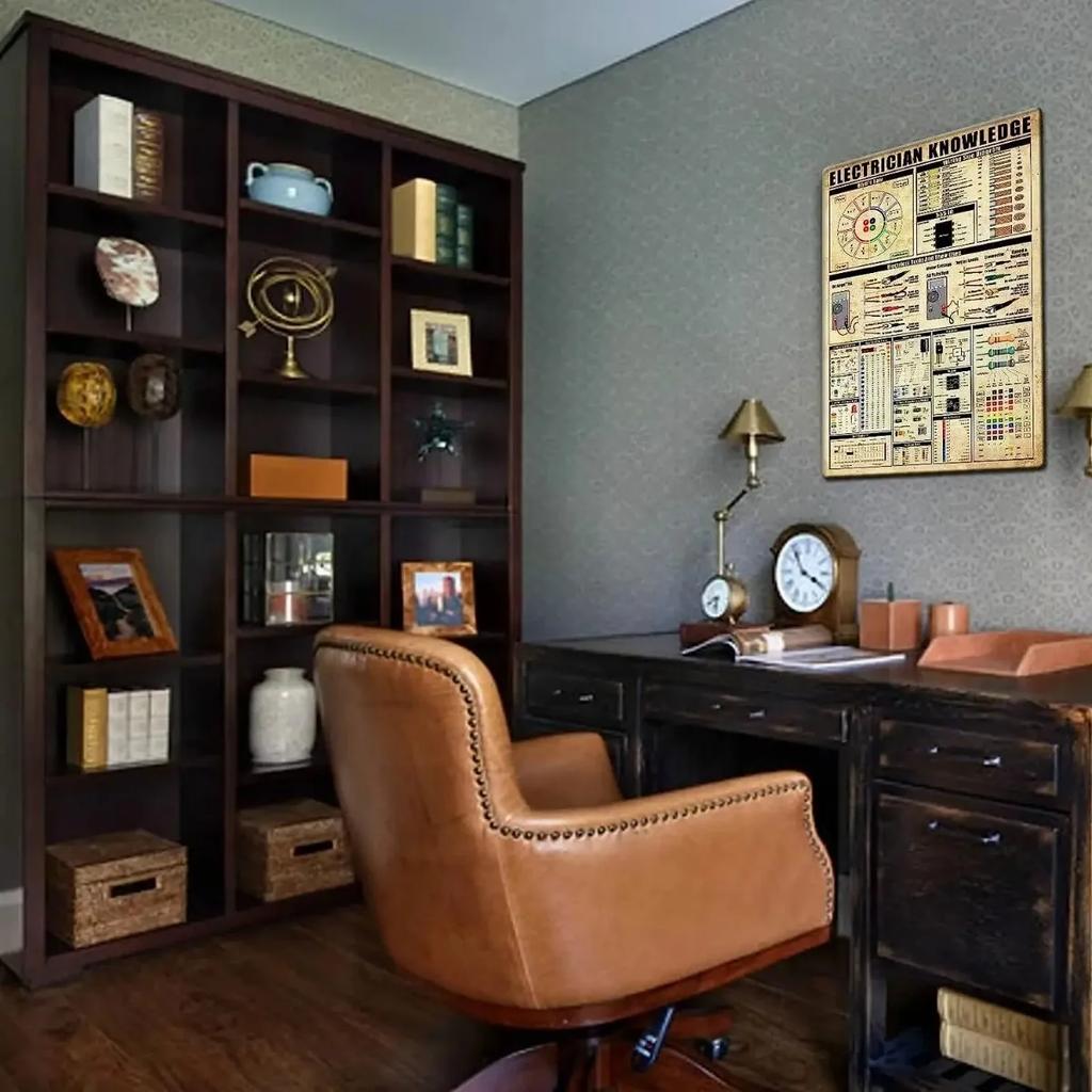 Металлическая винтажная жестяная табличка Знания электрика, Подарок домовладелицы, Цветочный подарок для женщины для любителей растений Смешное ретро настенное искусство 12x8 дюймов