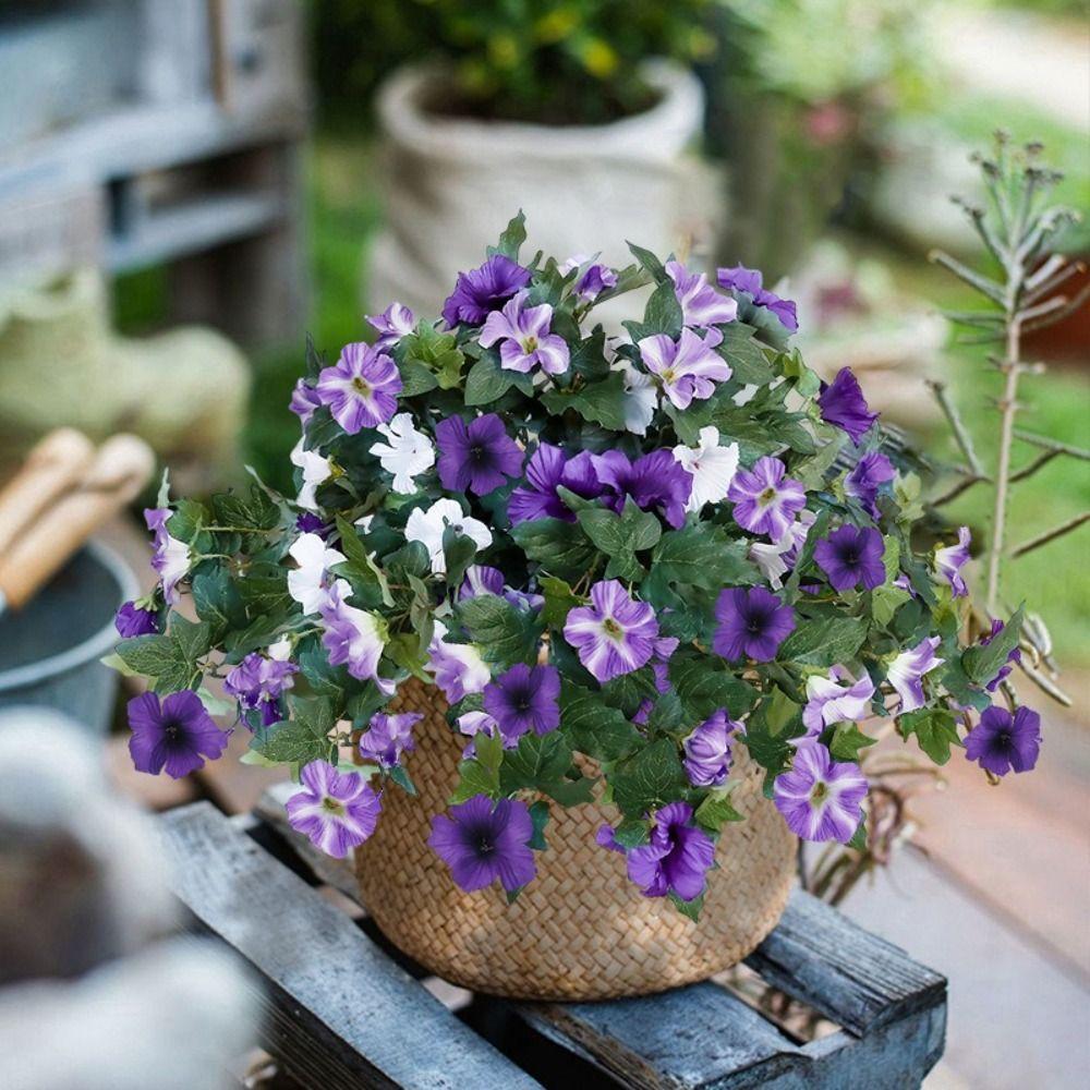 UV Resistant Morning Glory Flowers Silk Material Artificial Trumpet Flower Home Decor