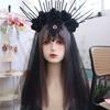 Gothic Veil Headband Rhinestone Bride Hairband Retro Halloween Headband Halloween Decor