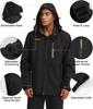 Demi-season Long Jacket Men's Hooded Windproof Water Resistant Rain Jacket Windbreaker 5 Pockets for Hiking,Fishing,Travel