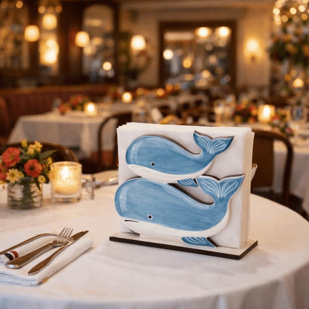 Summer Ocean Ocean Theme Wooden Napkin Holder Decorative Fish Shaped Tissue Box Large Capacity Tissue Holder Restaurant