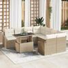 VidaXL 9-Piece Garden Sofa Set with Beige Cushions In Poly Rattan 3348977