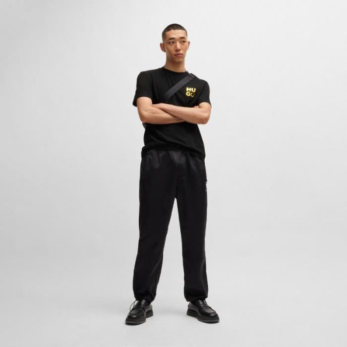 T-SHIRT - HUGO - DIRIDUMTI - Coton Noir - Logo Revisité - Manches Courtes