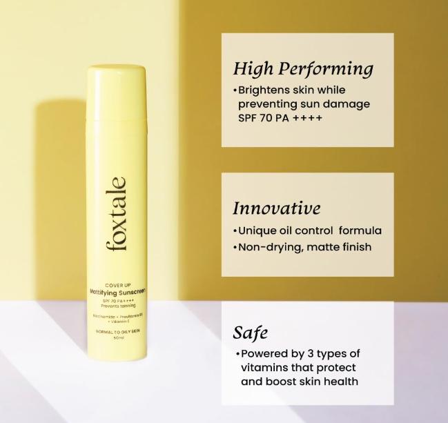 The Mattifying Sunscreen is Vegan, Dermatologically Tested, Cruelty Free, Sulphate Free, Paraben Free, and has a pH of 6-6.5. The