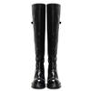 Grape Mom Studiolee Legs Fine Girl~ Washed Horse Skin Round Head Skinny Thick Bottom Thick Heel Over Knee Boots Women