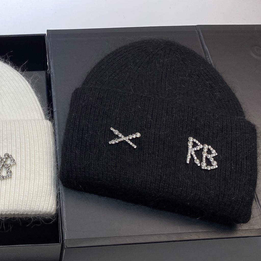 RB rabbit fur double fold knitted hat thickened plush warm soft waxy pullover winter Russian cold windproof ear hat