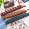 Retro Minimalist Leather Handwritten Cowhide Zipper Pen Case Pen Protection Case Portable Leather Mini Pen Case