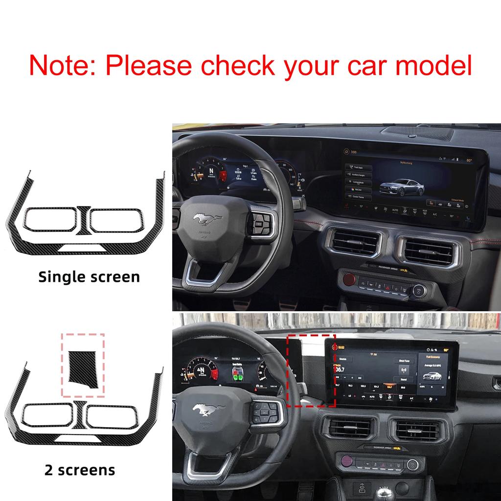For Ford Mustang GT Dark Horse EcoBoost 2024 2025 2026 2027 Real Soft Carbon Fiber Sticker LHD RHD Car Central Control AC Panel