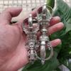 1PCS Craftsmanship Tibetan White Copper Diamond Bell and Pestle Precision Nine Leg Bell Feng Shui Ornament