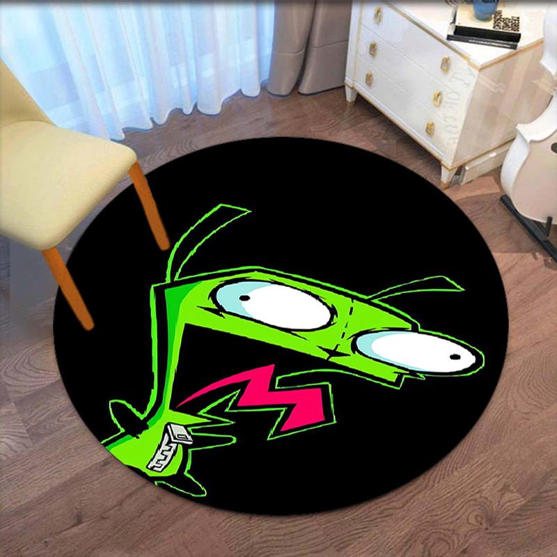 Invader Zim Printed Round Rug Carpet Chair Rug Area Rug Entryway Doormats,for Office Chair Living Room Bedroom Kitchen Room.