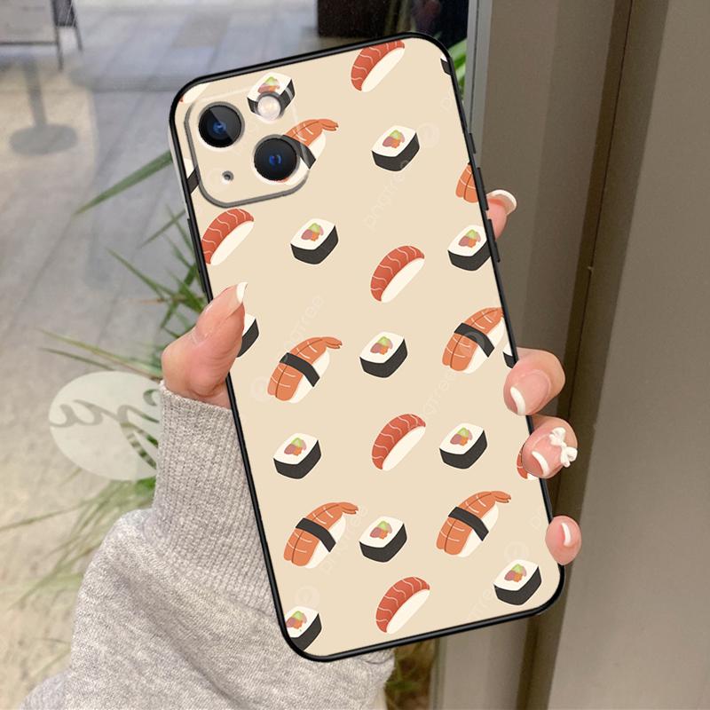 Японский чехол для еды суши для iPhone 17 Air 16 15 14 13 11 12 Pro Max Plus 12 13 Mini 16e 17 Pro Max Задняя крышка