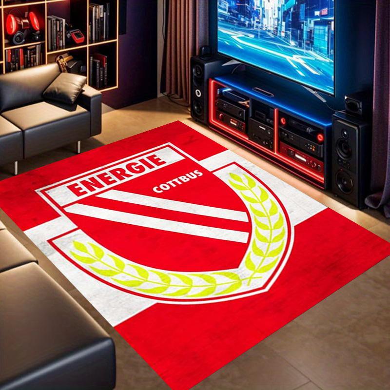 Energie Cottbus Football Club Logo Print Area Rug Non‑Slip Rectangular Floor Mat Soccer Fan Gaming Room Decor Carpet