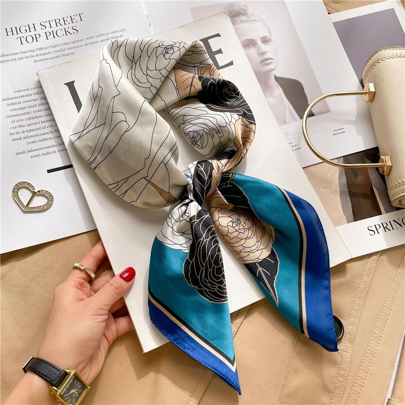 70*70cm Printed Square Scarf Women Kerchief Hairband Neckerchief Head Hijab Lady Headband Foulard Bag Ribbon