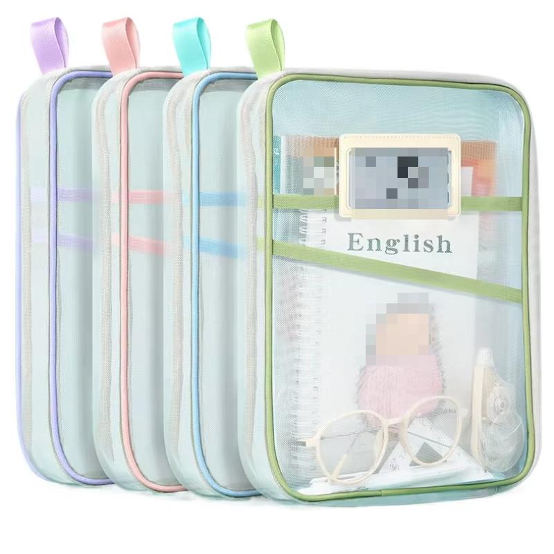 A4 Stationery Storage Bag Double-layer Mesh Zipper Bag Large Capacity Organizer Folders School Office Supplies Stationary Bag