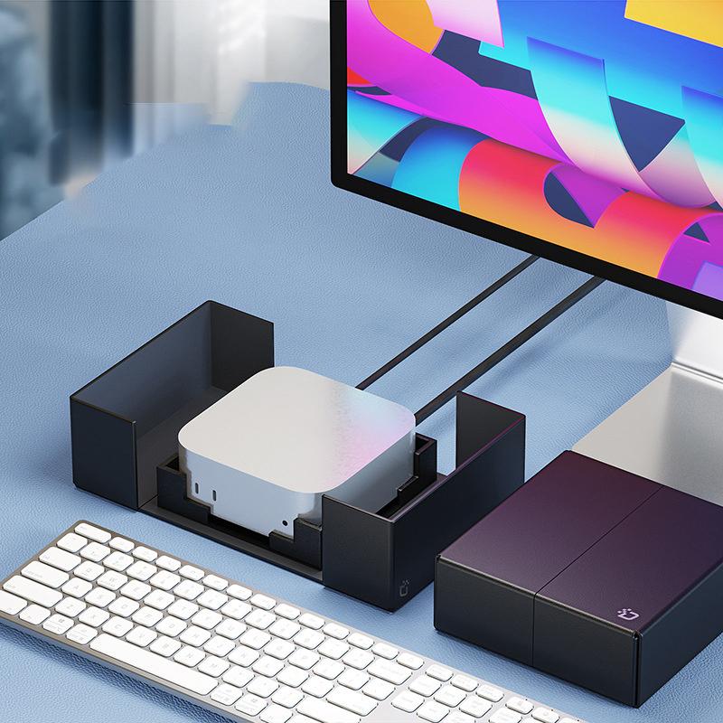 Защитный чехол для компьютера из искусственной кожи с крышкой и карманом для хранения, подставка-держатель для мини-ПК для Mac Mini M4 2024