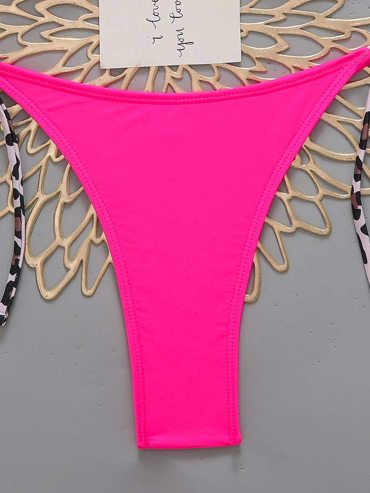 Сексуальный женский пляжный бикини с леопардовым принтом 2026 Купальник с завязками на шее Микро стринги Наборы бикини Женский купальник для ношения на пляже Купальный костюм