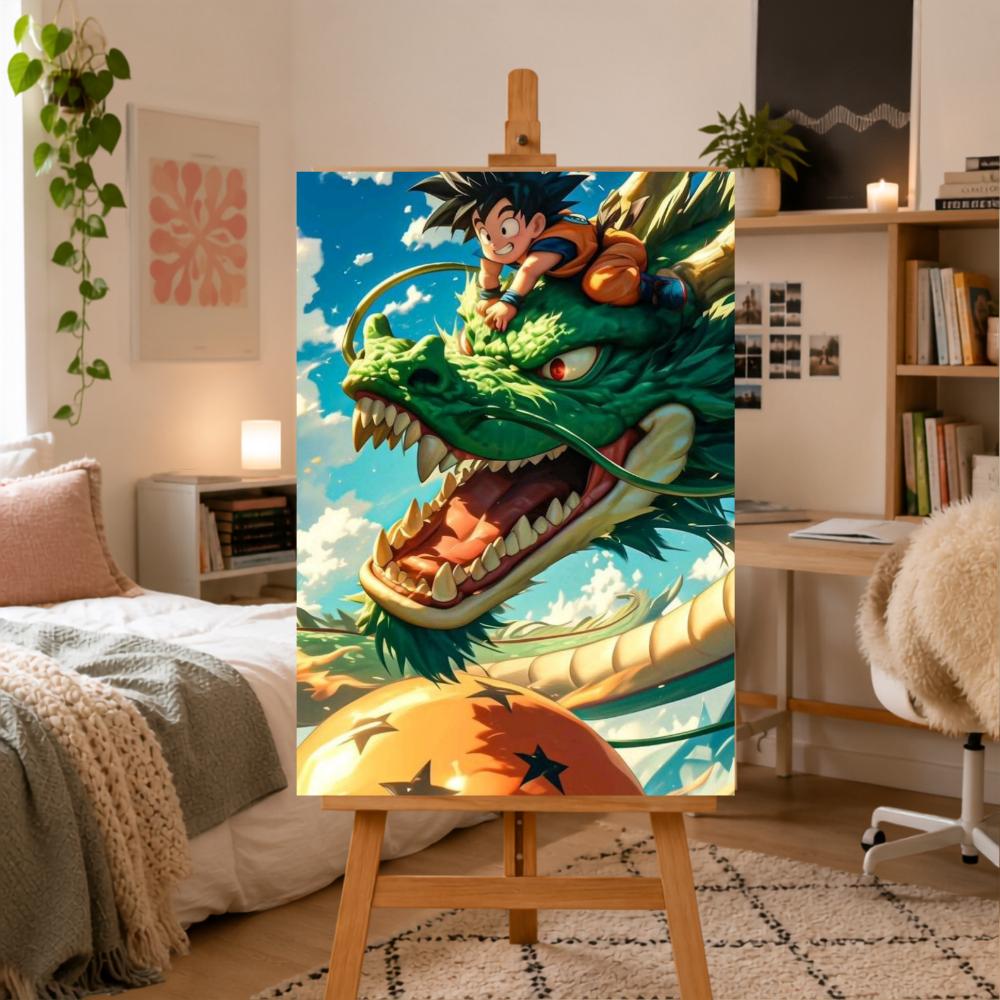 Obraz Do Malowania Po Numerach Z Ramą Dragon Ball W Chmurach 50X70 Cm