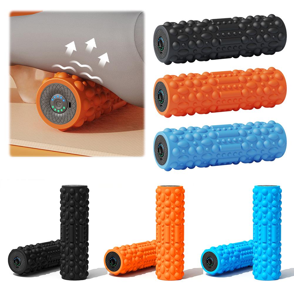 Electric Vibrating Foam Roller Massage Column Rechargeable Exercise Roller 5 Mode Muscle Tissue Massager Roller for Yoga Pilates