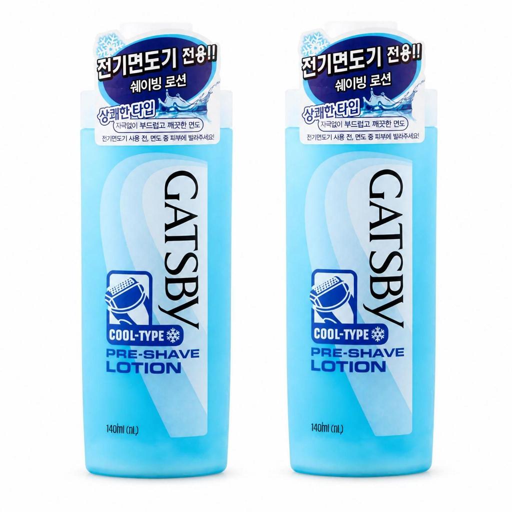 Gatsby Pre Shave Lotion 140ml (1pc / 2pcs Set) - Electric Shaver Cooling Lotion & Razor Burn Protection