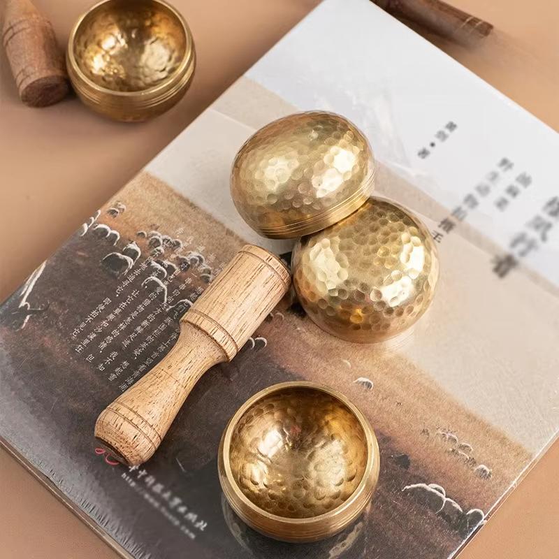Mini Singing Bowl Portable Small Tibetan Bowls Nepal Handmade Meditation Sound Healing Mindfulness Spiritual Copper Percussion Musical Instrument