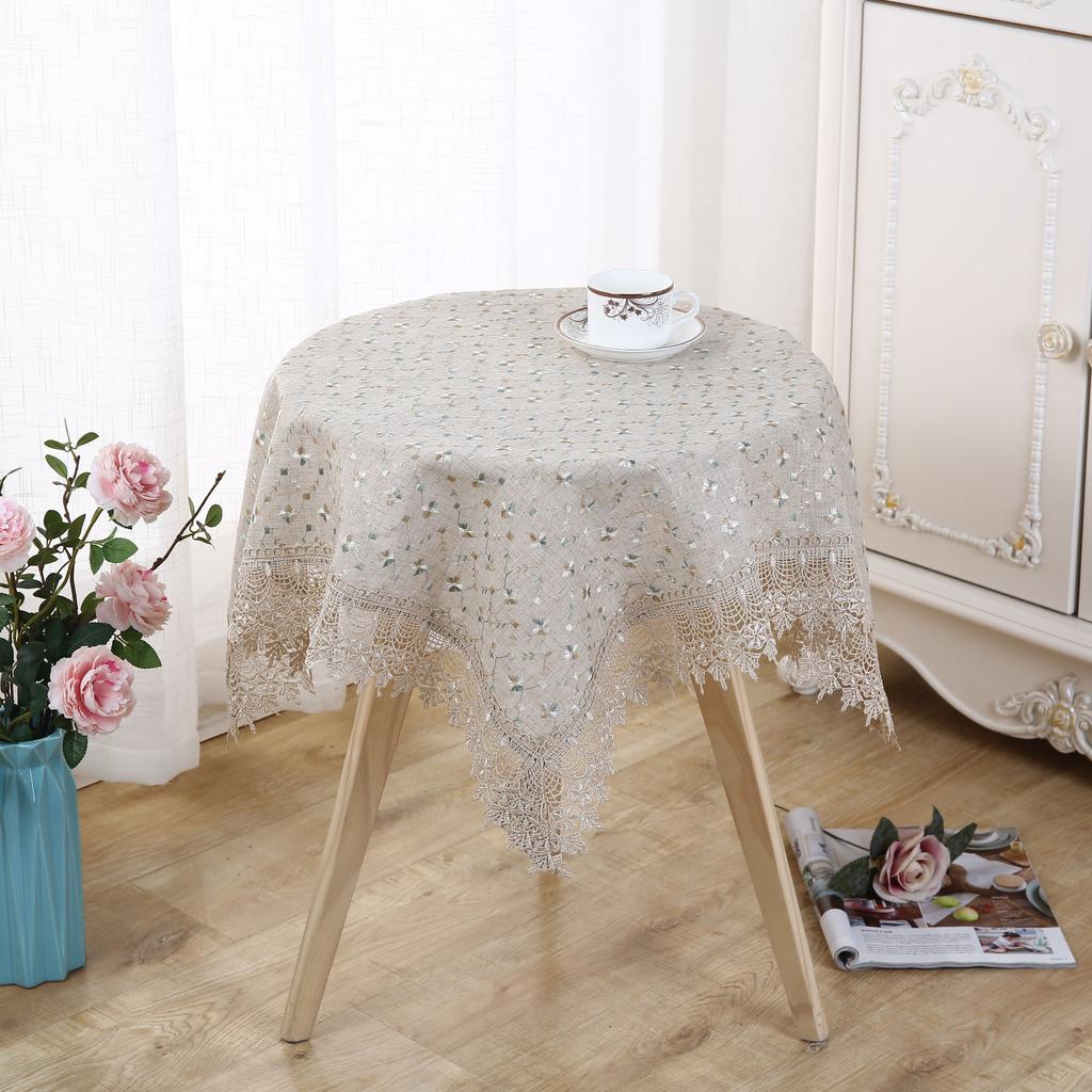 Хлопково-льняная скатерть с вышивкой в пасторальном стиле, скатерть, кружевная декоративная скатерть, журнальный столик, скатерть, скатерть