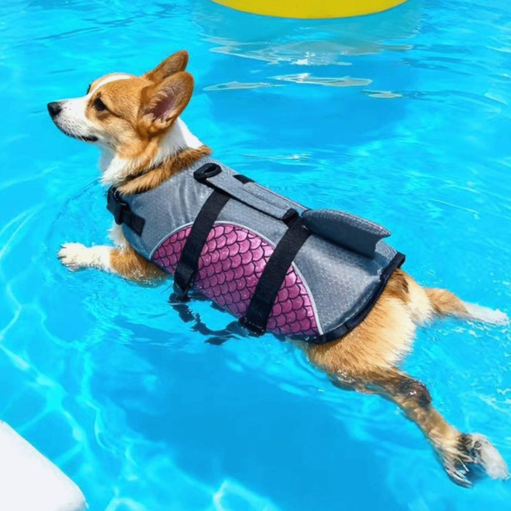 Shiny Scales Dog Life Jacket Strong Buoyancy Puppy Safety Vests Dog Swimming Suit Pet Safety