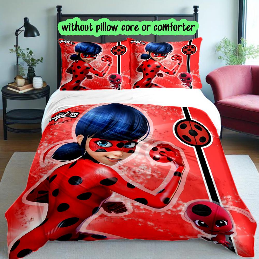 3pcs Ladybug Bedding Set for All Season Use, Cozy Printed Bedclothes Suitable For Bedroom Ideal Birthday Gift for Family