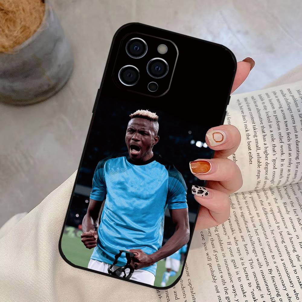 Футбольный V-Victor O-Osimhen Чехол для телефона для iPhone 17,16,15,14,13,12,11 Plus,Pro Max,XS,Мягкий силиконовый черный чехол