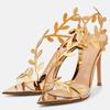 Summer Women's High-heeled Sandals, Golden Branches And Jade Leaves High-heeled Shoes, Stiletto Pointed High-heeled Sandals