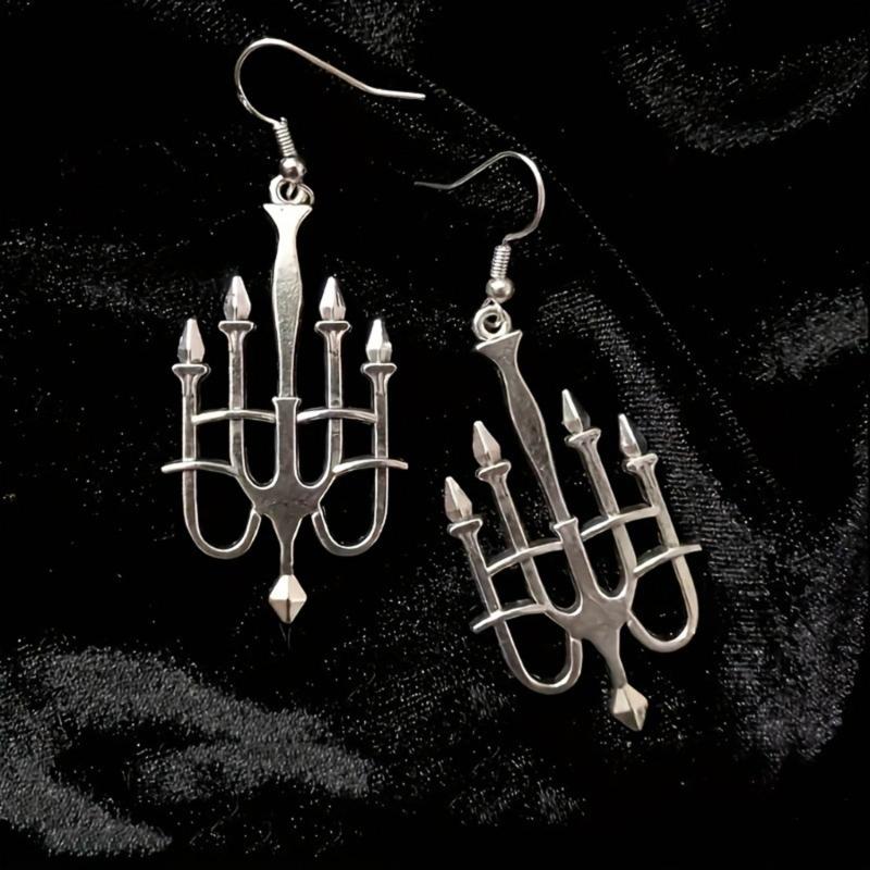 Hanukkah Menorah Drop Earrings Alloy Candle Holder Necklace Hexagrams Israel Faith Judaism Jewelry Gift for Women Girls