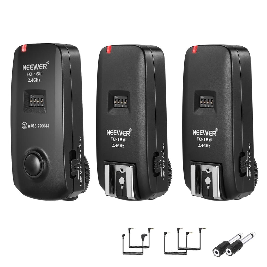 NEEWER 3in1 16 Channel Wireless Remote Flash Trigger with 2 Receivers Compatible Rebel T3 XS T4i T3i T2i Xsi EOS 1100D Mark IV 1D Mark III 5D Mark III