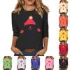 3/4 Sleeve Shirts For Women Cute Print Graphic Tees Blouses Casual Plus Size Basic Tops Pullover