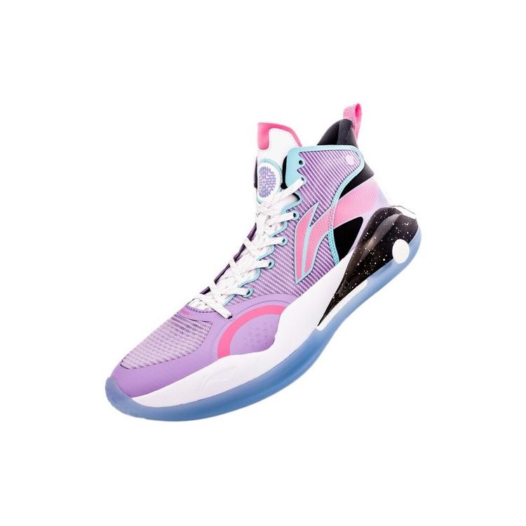 Li Ning YuShuai 15 Пэчворк Износостойкие Нескользящие Средние Баскетбольные Кроссовки Мужские Светло-фиолетовые ABAR043-13