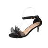 Temperament Stiletto Sandals Summer New Round Head Open Toe Metal Buckle A Line with Anti-slip Wear-resistant High Heels