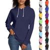Женская свободная толстовка с капюшоном, повседневная, с длинным рукавом, однотонная, с завязками, с боковыми разрезами, пуловер, топ