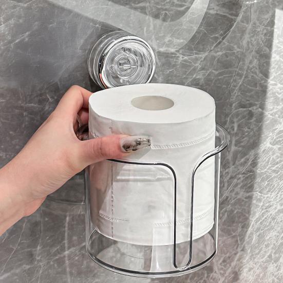 Tissue Box Wall-Mounted Roll Paper Holder with Vacuum Suction Cup Easy Installation Tissue Organizer for