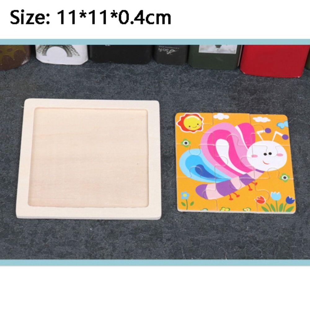 3 Set Early Educational 3D Wooden Puzzle Colorful Cartoon Animal Puzzles Baby Toys