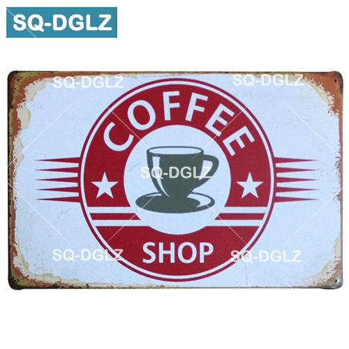 [SQ-DGLZ] Кофейная металлическая вывеска, украшение для барной стены, жестяная вывеска, винтажные металлические вывески, домашний декор, живопись, таблички, художественный постер