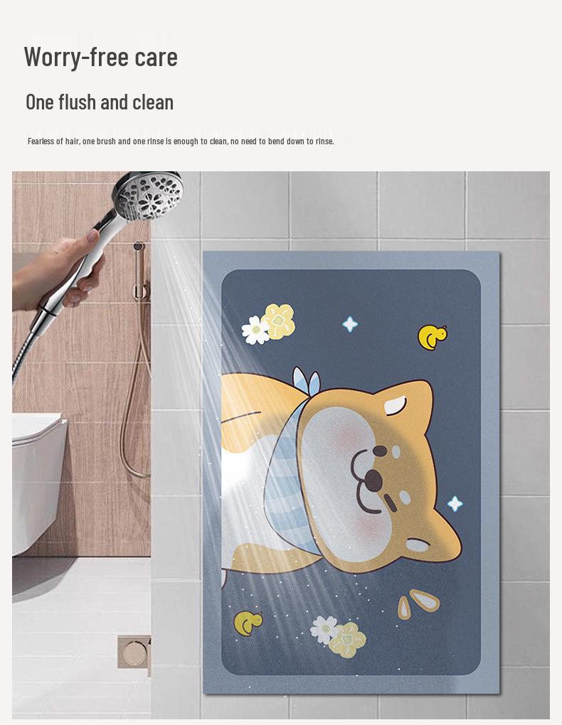 New Year Anti-Slip Red Bathroom Floor Mat - Quick-Drying, High Water Absorption