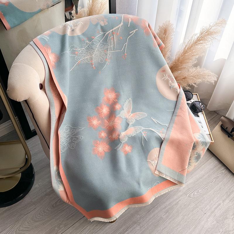 Зимний шарф из искусственного кашемира с принтом, теплый, женский, высококлассный, с темпераментом, универсальная шаль, шарф двойного назначения