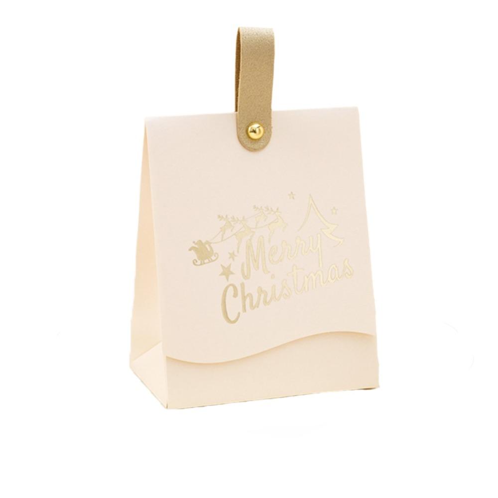 10PCS with Leather Handles Christmas Party Gift Packaging Bag Cookie Package Bag Business