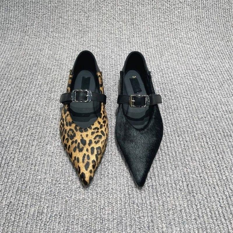 Fashion Leopard Print Women's Ballet Flats Buckle Strap Designer Comfort Soft Sole Casual 2024 Summer Fashion Ladies Mary Jane Shoes