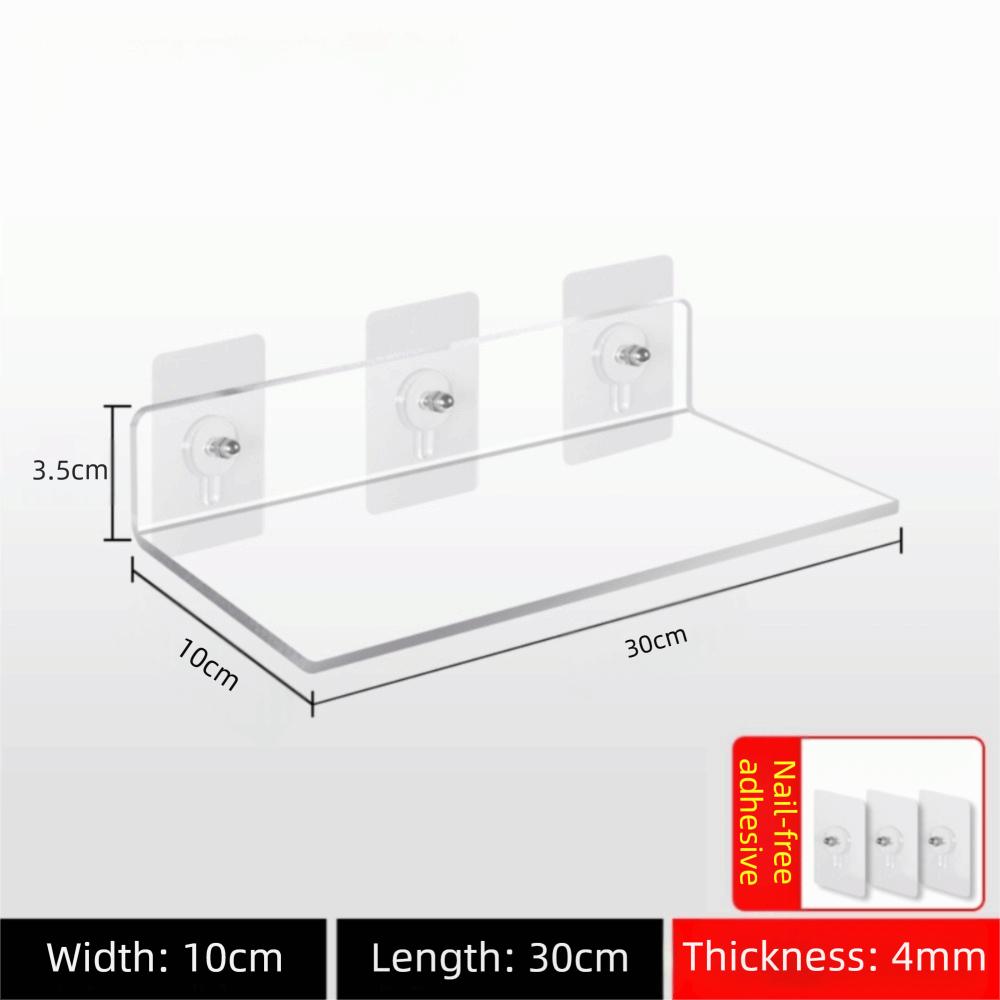with Stickers Wall Mounted Shelf Space Saver Floating Bookshelves Acrylic Clear Rack  Home