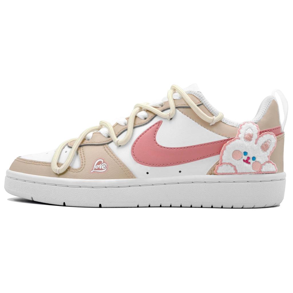 Nike Кроссовки Court Borough Wan Hua Nong, Милый Заяц, Низкие Скейтбордические Кроссовки Женские Бело-Желто-Розовые BQ5448-100(Команда113-)