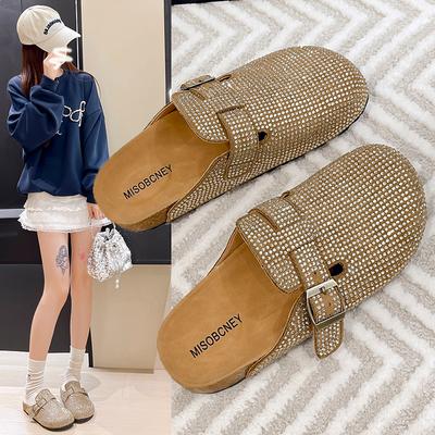 Мода 2025Кристальные Массивные Уличные Летние Клоги Женские Домашние Тапочки Pantofle Роскошные Шлепанцы Мед Пляжные Дизайнерские Вьетнамки